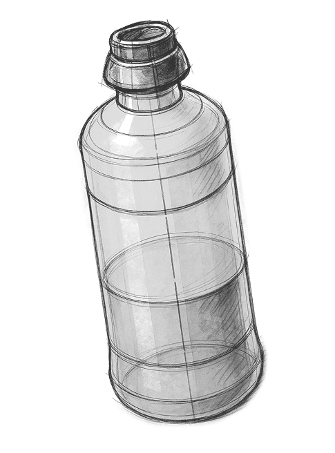 szkic koncepcyjny butelki theBottle